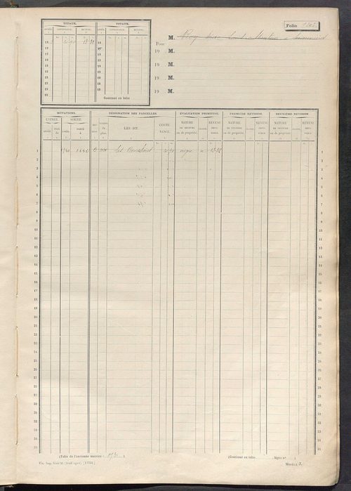 Matrice des propriétés non bâties, fol. 1201 à 1700.