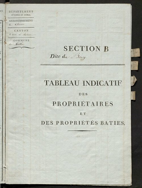 Tableau indicatif des propriétaires et des propriétés bâties.