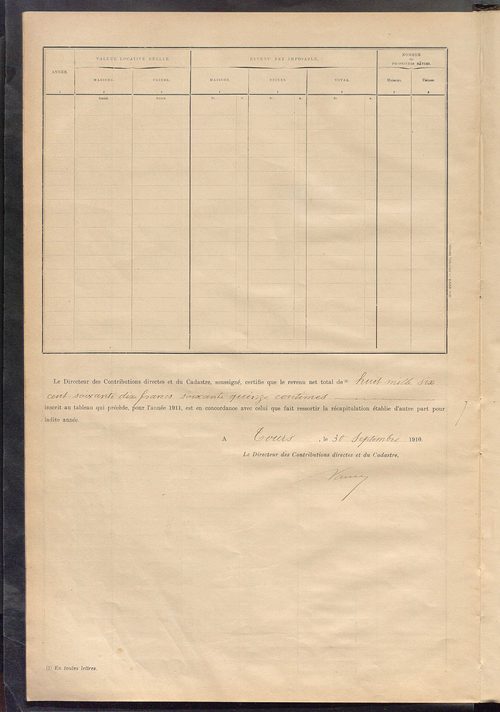 Matrice des propriétés bâties ; récapitulation ; table alphabétique des propriétaires.