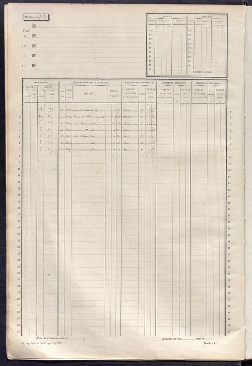 Matrice des propriétés non bâties, fol. 487 à 1086.