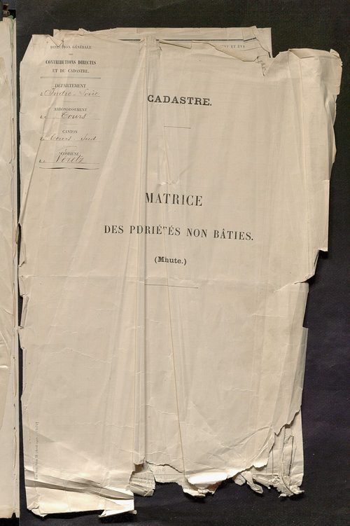 Tableau présentant les augmentations et les diminutions survenues dans la matière imposable ; récapitulation ; table alphabétique des propriétaires ; matrice des propriétés non bâties, fol. 1 à 486.