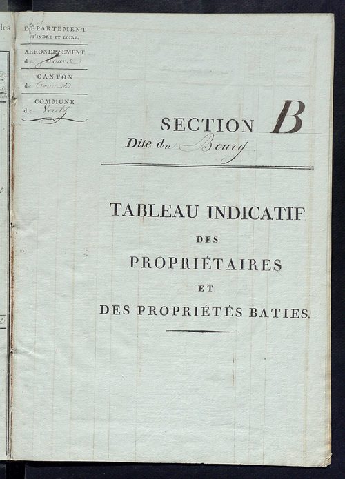 Tableau indicatif des propriétaires et des propriétés bâties.