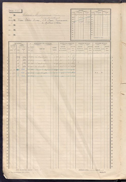 Matrice des propriétés non bâties, fol. 1087 à 1686.