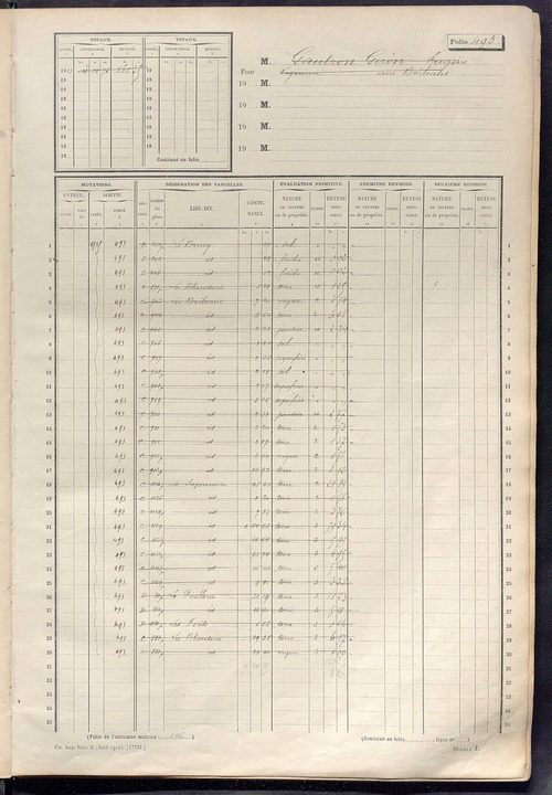 Matrice des propriétés non bâties, fol. 487 à 1086.