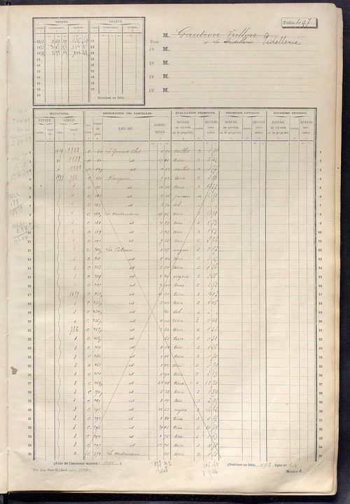 Matrice des propriétés non bâties, fol. 487 à 1086.