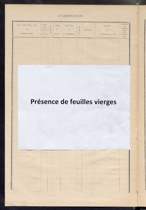 Matrice des propriétés bâties ; augmentations et diminutions, 1883-1891 ; séparation des revenus cadastraux afférents, pour l'année 1882, aux propriétés bâties et non bâties (état-balance) ; table alphabétique des propriétaires.