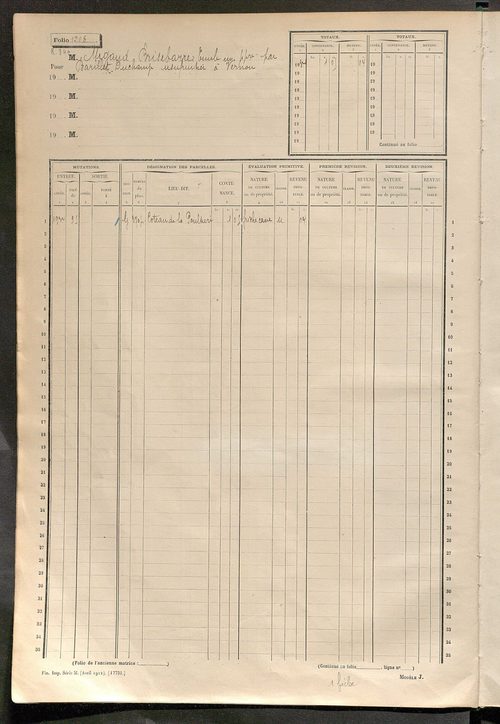 Matrice des propriétés non bâties, fol. 1201 à 1800.