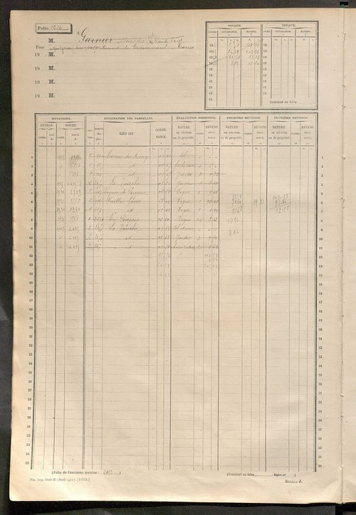 Matrice des propriétés non bâties, fol. 1201 à 1800.