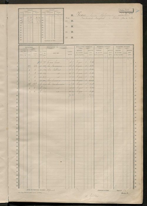 Matrice des propriétés non bâties, fol. 2401 à 2894.