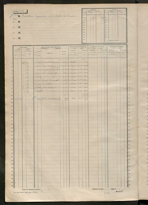 Matrice des propriétés non bâties, fol. 2401 à 2894.