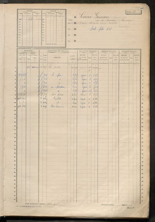 Matrice des propriétés non bâties, fol. 601 à 1200.