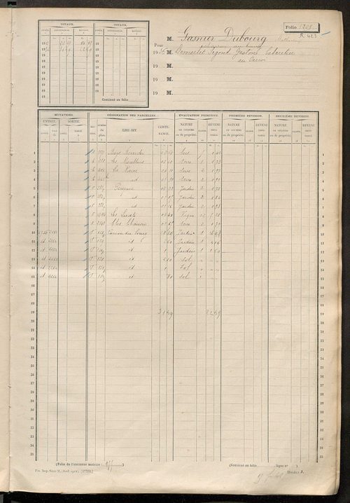 Matrice des propriétés non bâties, fol. 1201 à 1800.