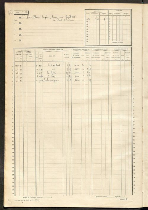 Matrice des propriétés non bâties, fol. 1101 à 1261.