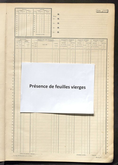 Matrice des propriétés non bâties, fol. 501 à 1100.