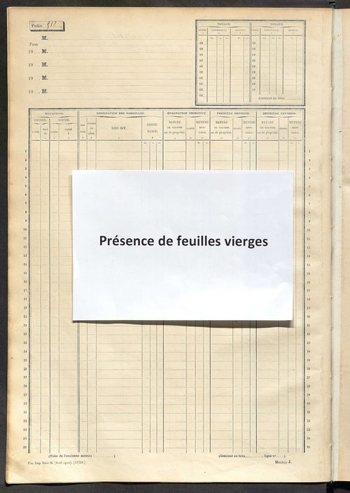 Matrice des propriétés non bâties, fol. 501 à 1100.