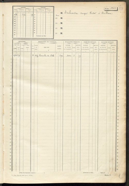 Matrice des propriétés non bâties, fol. 1101 à 1261.