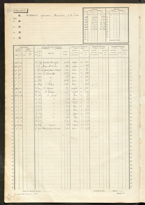 Matrice des propriétés non bâties, fol. 1101 à 1261.