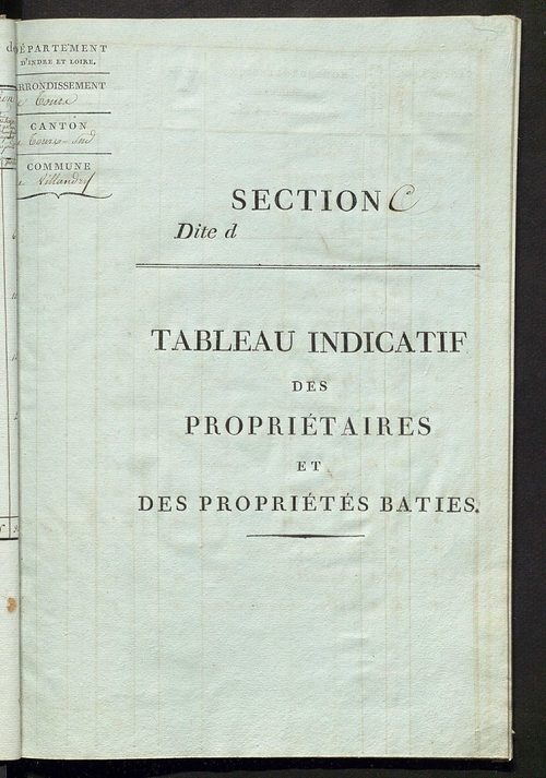 Tableau indicatif des propriétaires et des propriétés bâties.