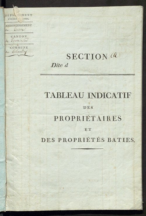 Tableau indicatif des propriétaires et des propriétés bâties.