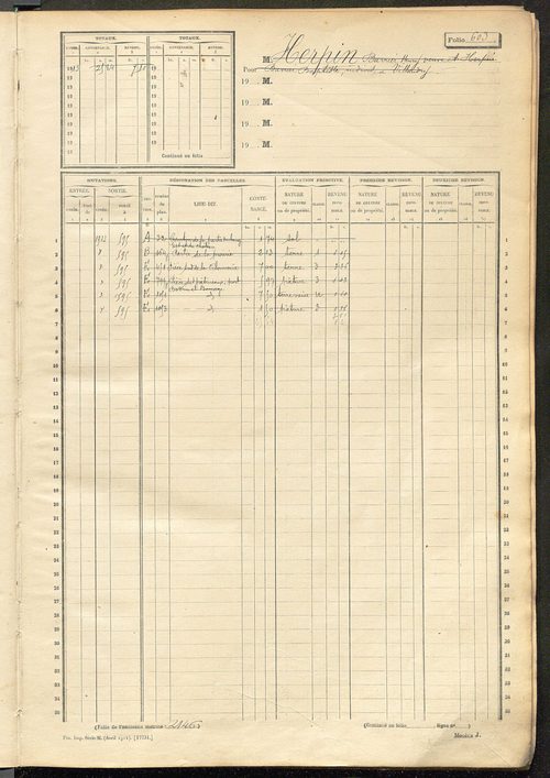 Matrice des propriétés non bâties, fol. 601 à 1200.