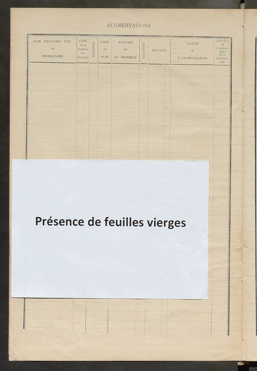 Matrice des propriétés bâties ; augmentations et diminutions, 1883-1891 ; séparation des revenus cadastraux afférents, pour l'année 1882, aux propriétés bâties et non bâties (état-balance) ; table alphabétique des propriétaires.