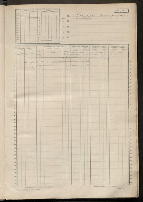 Matrice des propriétés non bâties, fol. 501 à 1000.