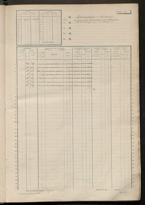 Matrice des propriétés non bâties, fol. 501 à 1000.