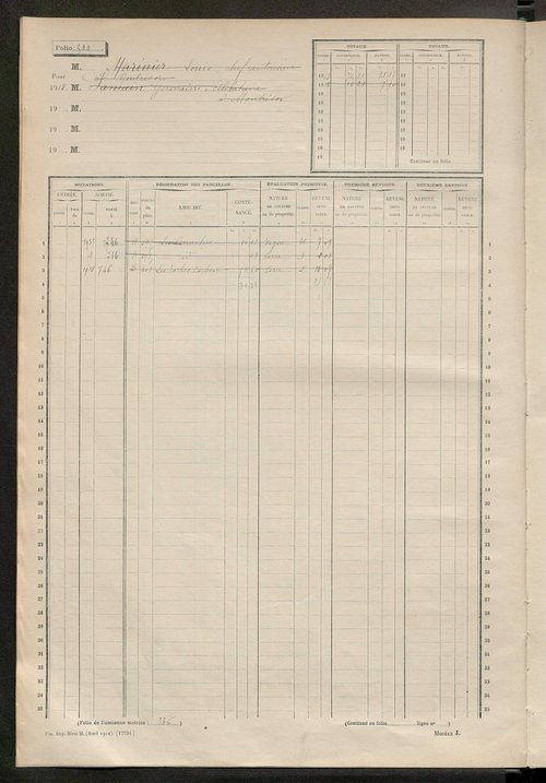 Matrice des propriétés non bâties, fol. 501 à 1000.