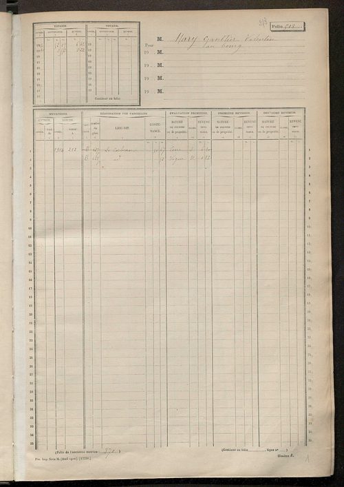 Matrice des propriétés non bâties, fol. 501 à 1000.