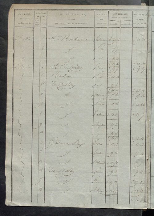 Etats de sections ; relevé des numéros de même nature de culture ; état de classement des propriétés bâties.