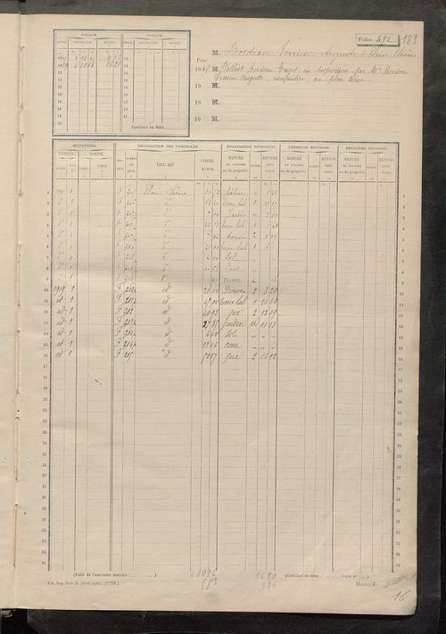 Matrice des propriétés non bâties, fol. 492 à 675.