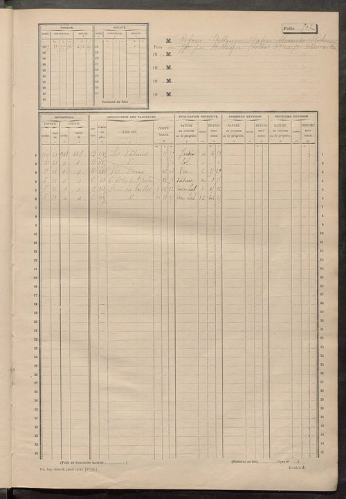 Matrice des propriétés non bâties, fol. 492 à 675.