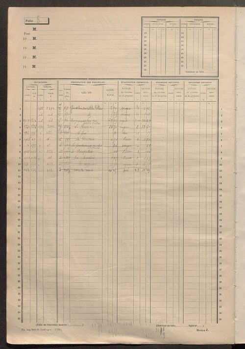Matrice des propriétés non bâties, fol. 1 à 600.