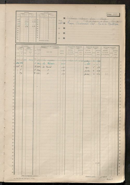 Matrice des propriétés non bâties, fol. 2993 à 3488.