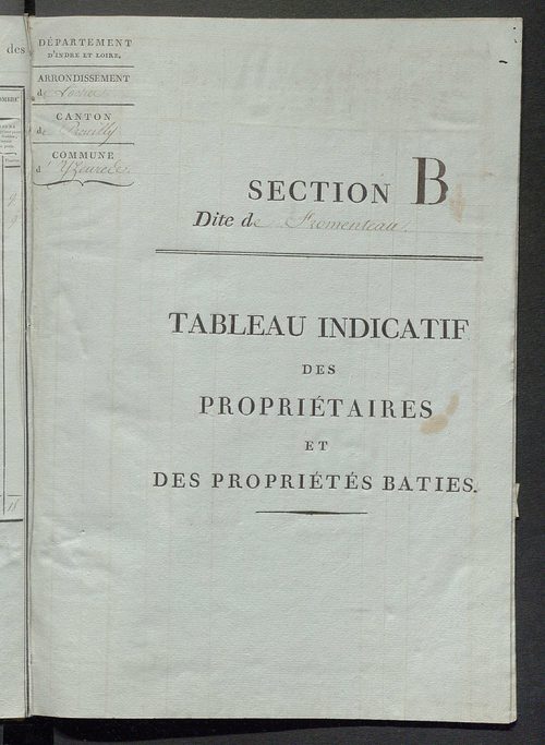 Tableau indicatif des propriétaires et des propriétés bâties.