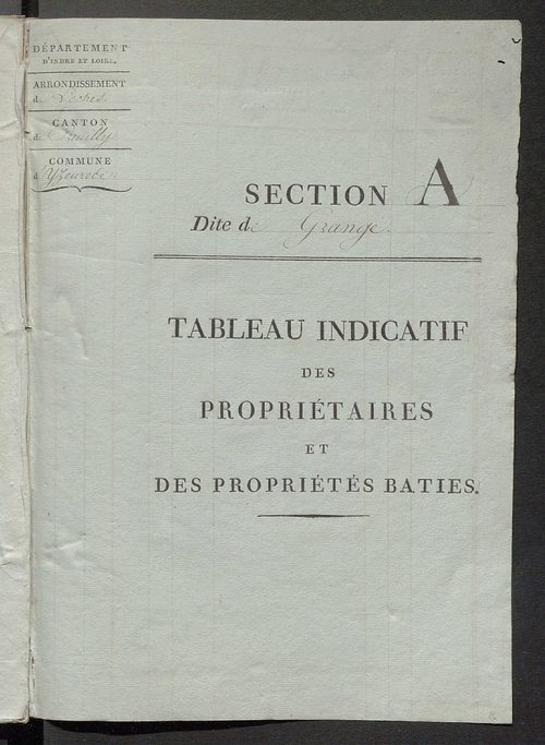 Tableau indicatif des propriétaires et des propriétés bâties.