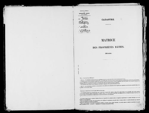 Matrice des propriétés bâties, case 1 à 896.