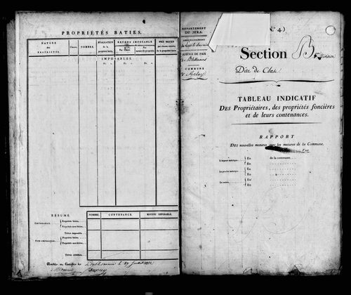 Etat de sections, sections A, B et C.