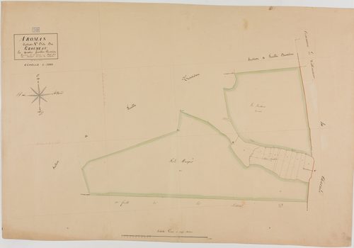 Aromas, section A, le Groumeau, feuille 1.géomètre : Grenier
