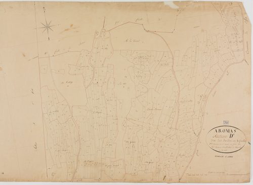 Aromas, section D, les Jardis, feuille 3.géomètre : Sauldubois et Renardet