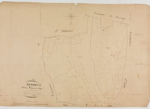 Arthenas, section A, le Village, feuille 1.géomètre : Singey