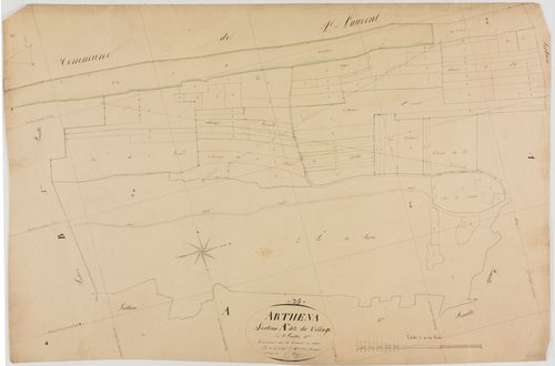 Arthenas, section A, le Village, feuille 4.géomètre : Singey