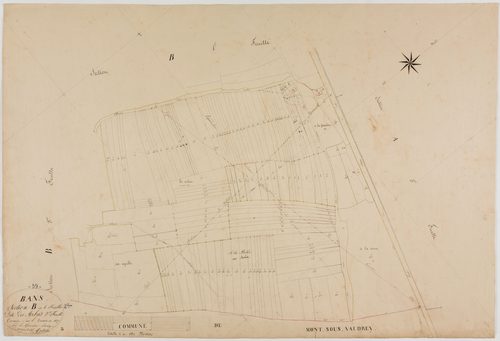 Bans, section B, les Arbues, feuille 2.géomètre : Rosset