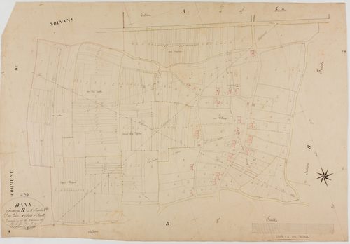 Bans, section B, les Arbues, feuille 1.géomètre : Rosset
