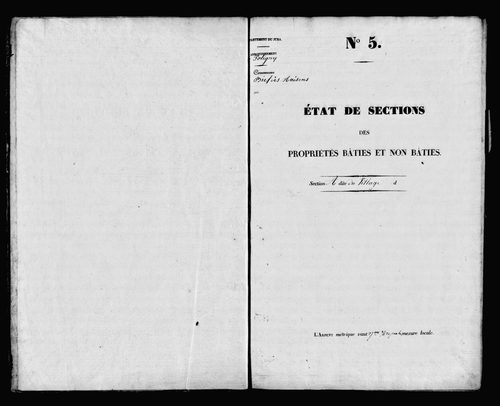 Etat de sections, s.d. [début XIXe].