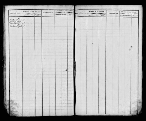 Etat de sections et matrice foncière.