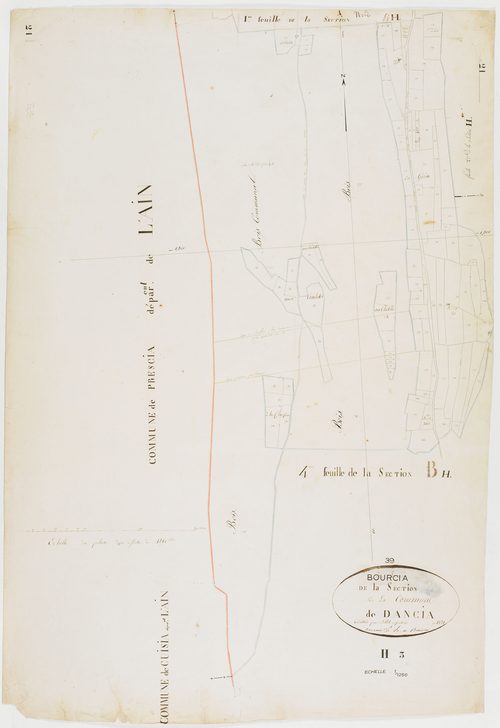 Bourcia, section H, feuille 3.géomètre : Billet