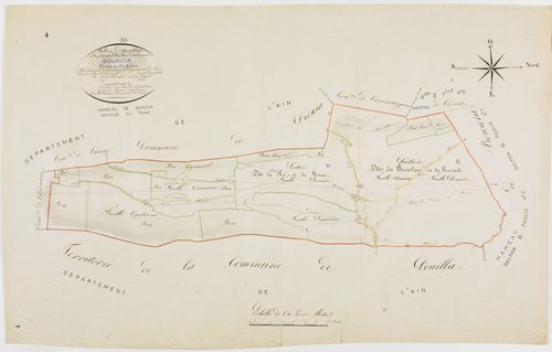 Bourcia, tableau d'assemblage.Avant le 30 janvier 1822, ce tableau d'assemblage était celui de la commune de Dancia.géomètre : Parent