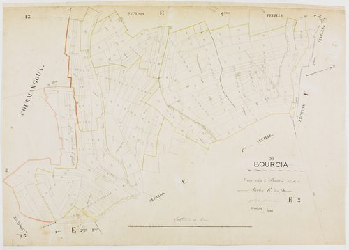 Bourcia, section E, le Village, feuille 3 [1820-1822] géomètre : Laplace