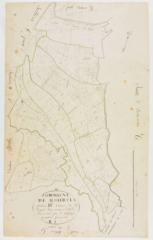 Bourcia, section B, la Prairie des Vavres, feuille 2.géomètre : pas de nom [Laplace ?]